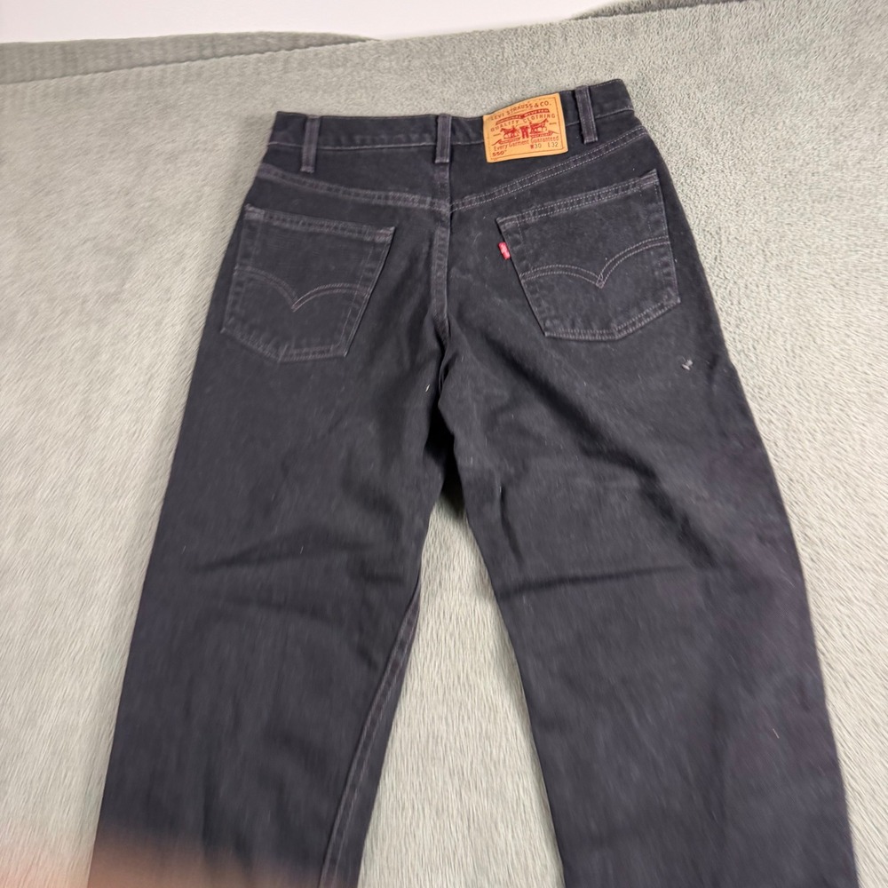 Levis 550 Relaxed Fit Black Denim Jeans Mens 30x32 Made in USA Vintage Tapered